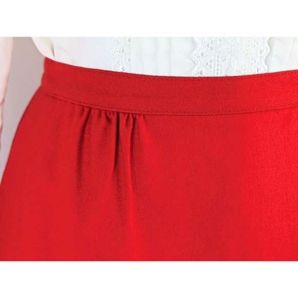 Women's Red Virgin Wool Straight Skirt Sz 10 Pendleton 1980s Office Midi Skirt - Picture 3 of 10